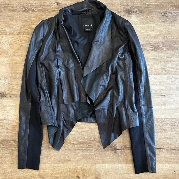 Trouvé Real Leather Drape Jacket Women's XS - Picture 3 of 12